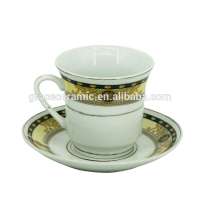 220ml Ceramic Porcelain Custom Printed Gold Rim Tea Coffee Cup And Saucer