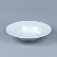 JQY High Quality Hotelware White Ceramic  Dinner Soup Plate Porcelain 9 Inch Soup Plate Round Soup dishes