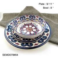 Sebest factory Durable Melamine Dinnerware Set Tableware Dinner Plate Bowl Set in Assorted Colors