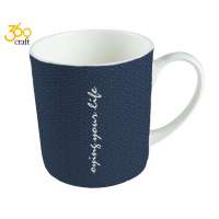 Unbreakable white porcelain enamel stirring print ceramic cup coffee mug wholesale