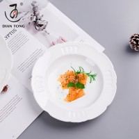 Nordic style 8/9 inch plain white porcelain pasta plates deep round soup plate ceramic salad plate for restaurant and hotel