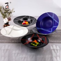 High quality color glazed ceramic deep soup plate salad plate porcelain pasta plate for restaurant