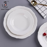 European style nordic 8/9/10/12 inch plain white round deep soup plate ceramic salad plate porcelain pasta plate for restaurant